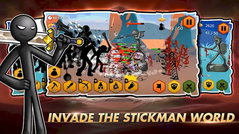 Скачать Stickman Battle War [МОД/Взлом Много денег] на Андроид