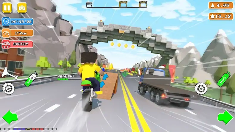 Скачать Blocky Bike Rider: Moto Racing [МОД/Взлом Много монет] на Андроид