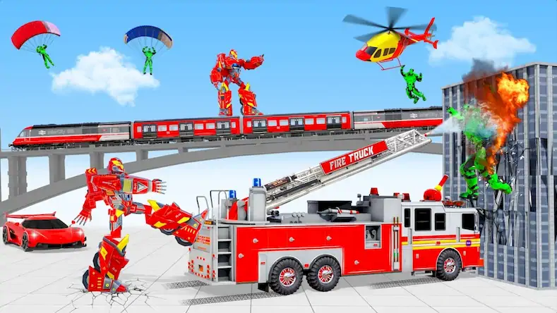Скачать пожарная машина робот игра [МОД/Взлом Unlocked] на Андроид
