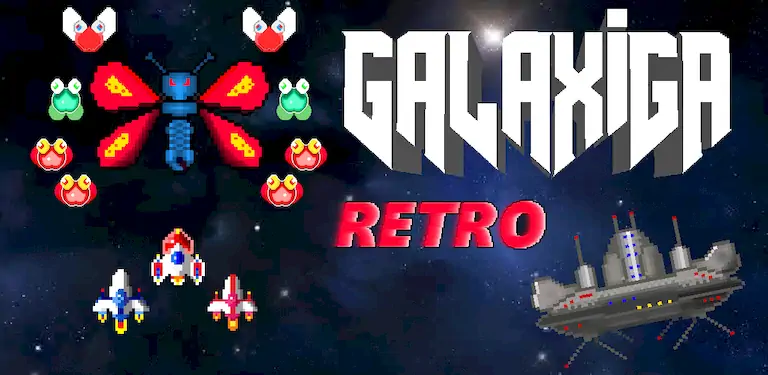 Скачать Galaxiga Retro Arcade Action [МОД/Взлом Много монет] на Андроид