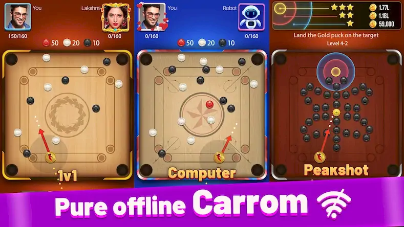 Скачать Carrom Lite-Board Offline Game [МОД/Взлом Много денег] на Андроид
