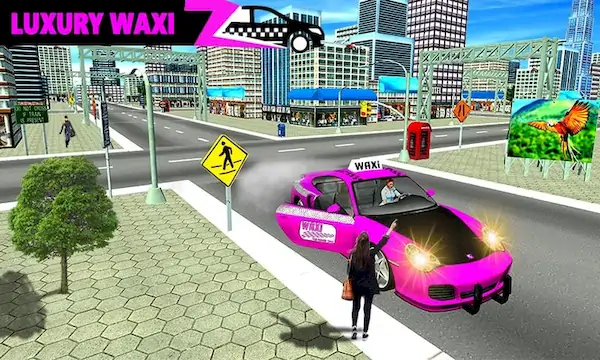 Скачать Pink Taxi Driving Game 3D [МОД/Взлом Много монет] на Андроид